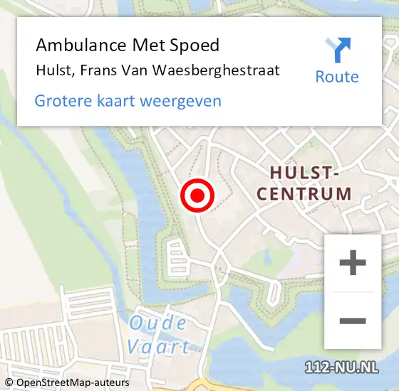 Locatie op kaart van de 112 melding: Ambulance Met Spoed Naar Hulst, Frans Van Waesberghestraat op 24 juni 2018 00:34