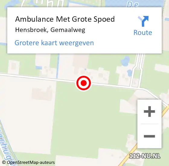 Locatie op kaart van de 112 melding: Ambulance Met Grote Spoed Naar Hensbroek, Gemaalweg op 24 juni 2018 01:37