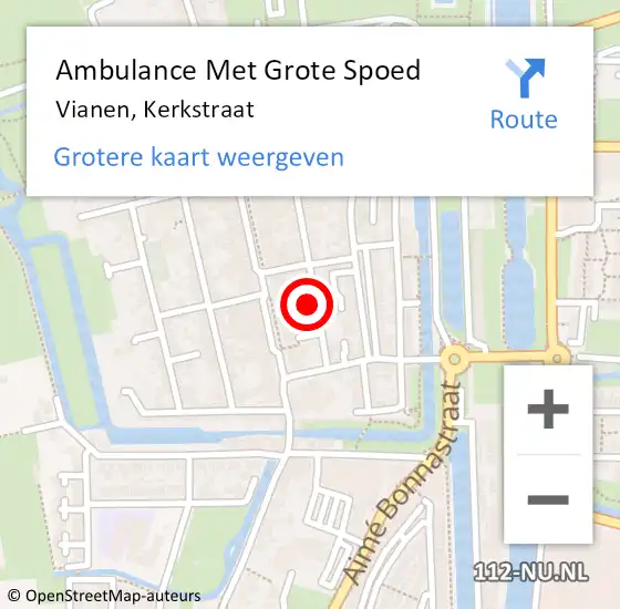 Locatie op kaart van de 112 melding: Ambulance Met Grote Spoed Naar Vianen, Kerkstraat op 24 juni 2018 01:55