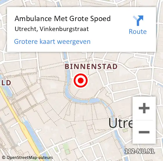 Locatie op kaart van de 112 melding: Ambulance Met Grote Spoed Naar Utrecht, Vinkenburgstraat op 24 juni 2018 02:05