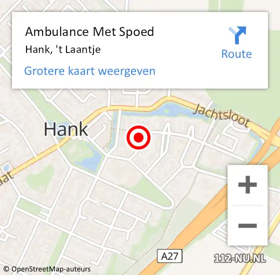 Locatie op kaart van de 112 melding: Ambulance Met Spoed Naar Hank, 't Laantje op 24 juni 2018 02:27