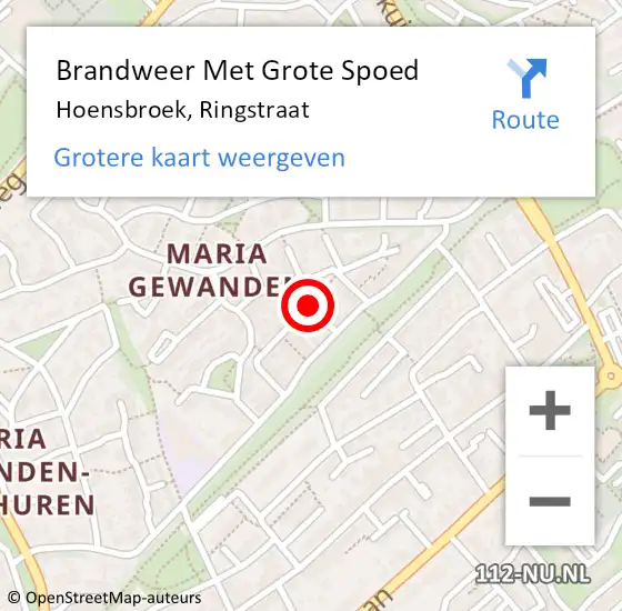 Locatie op kaart van de 112 melding: Brandweer Met Grote Spoed Naar Hoensbroek, Ringstraat op 24 juni 2018 02:39