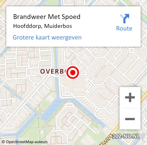 Locatie op kaart van de 112 melding: Brandweer Met Spoed Naar Hoofddorp, Muiderbos op 24 juni 2018 02:55