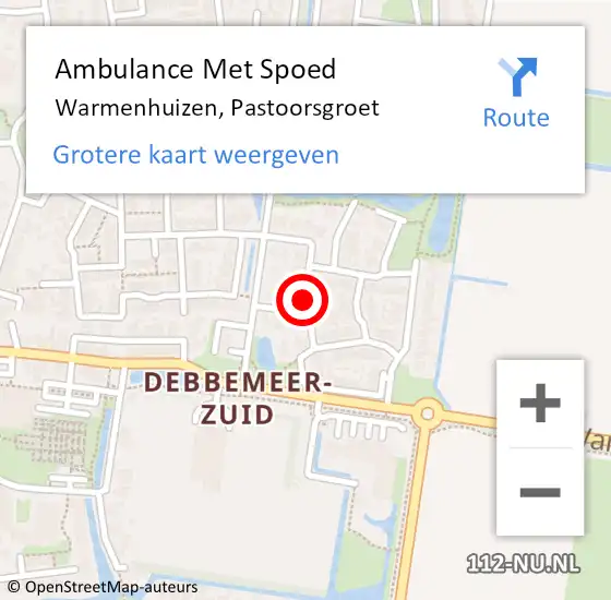 Locatie op kaart van de 112 melding: Ambulance Met Spoed Naar Warmenhuizen, Pastoorsgroet op 24 juni 2018 05:57