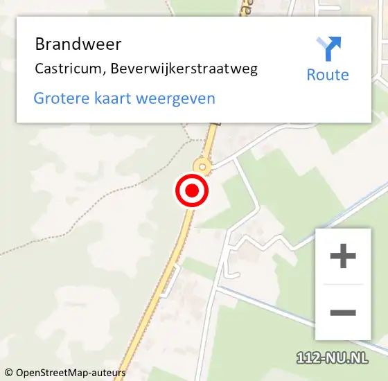 Locatie op kaart van de 112 melding: Brandweer Castricum, Beverwijkerstraatweg op 24 juni 2018 06:11