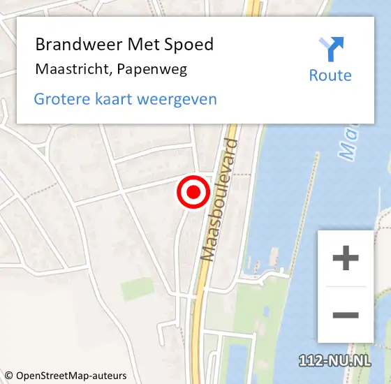 Locatie op kaart van de 112 melding: Brandweer Met Spoed Naar Maastricht, Papenweg op 24 juni 2018 07:05