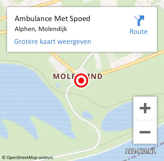Locatie op kaart van de 112 melding: Ambulance Met Spoed Naar Alphen, Molendijk op 24 juni 2018 07:09