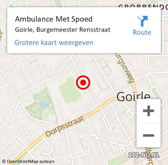 Locatie op kaart van de 112 melding: Ambulance Met Spoed Naar Goirle, Burgemeester Rensstraat op 24 juni 2018 07:42