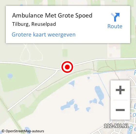 Locatie op kaart van de 112 melding: Ambulance Met Grote Spoed Naar Tilburg, Reuselpad op 24 juni 2018 08:18