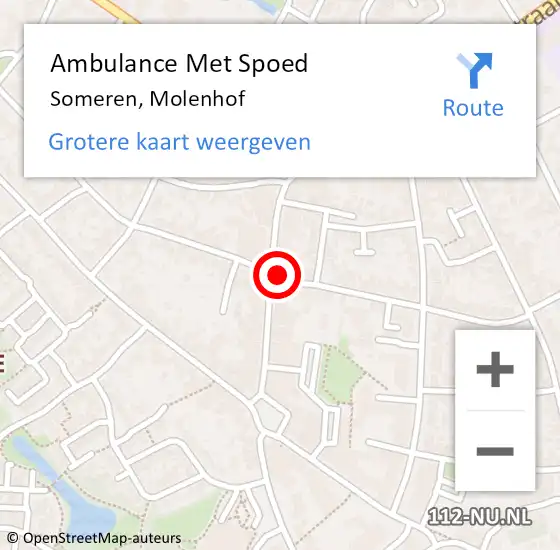 Locatie op kaart van de 112 melding: Ambulance Met Spoed Naar Someren, Molenhof op 24 juni 2018 09:06