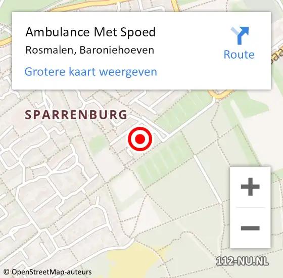 Locatie op kaart van de 112 melding: Ambulance Met Spoed Naar Rosmalen, Baroniehoeven op 24 juni 2018 09:26