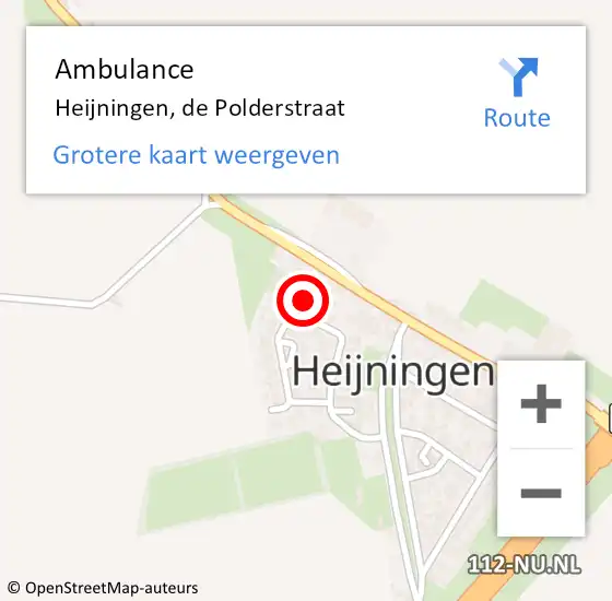 Locatie op kaart van de 112 melding: Ambulance Heijningen, de Polderstraat op 28 februari 2014 15:46