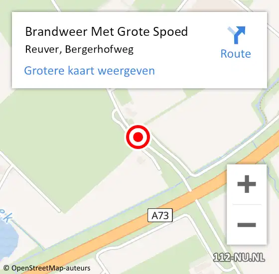 Locatie op kaart van de 112 melding: Brandweer Met Grote Spoed Naar Reuver, Bergerhofweg op 24 juni 2018 10:22