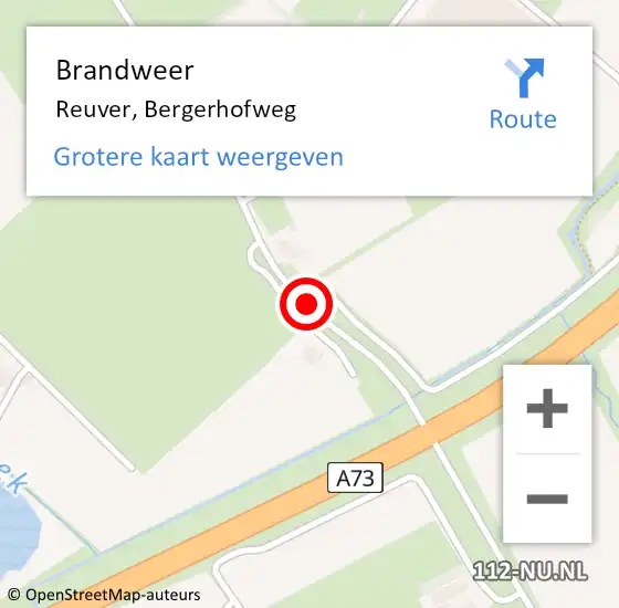 Locatie op kaart van de 112 melding: Brandweer Reuver, Bergerhofweg op 24 juni 2018 10:26