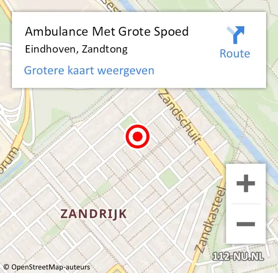 Locatie op kaart van de 112 melding: Ambulance Met Grote Spoed Naar Eindhoven, Zandtong op 24 juni 2018 11:05