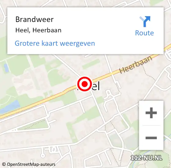 Locatie op kaart van de 112 melding: Brandweer Heel, Heerbaan op 24 juni 2018 11:38