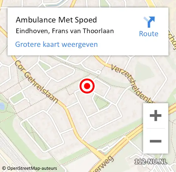 Locatie op kaart van de 112 melding: Ambulance Met Spoed Naar Eindhoven, Frans van Thoorlaan op 24 juni 2018 12:11