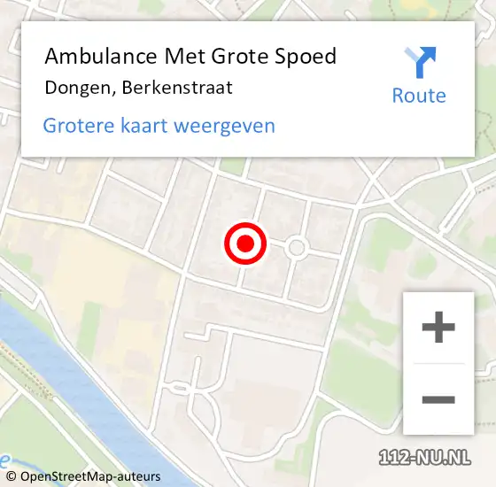 Locatie op kaart van de 112 melding: Ambulance Met Grote Spoed Naar Dongen, Berkenstraat op 24 juni 2018 12:33