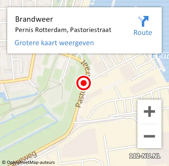 Locatie op kaart van de 112 melding: Brandweer Pernis Rotterdam, Pastoriestraat op 24 juni 2018 12:51