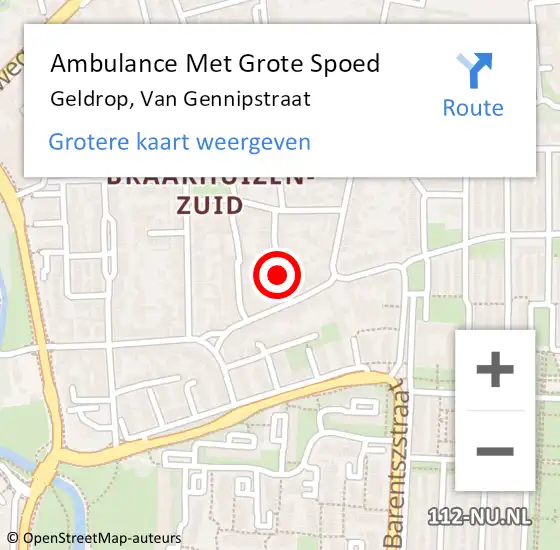 Locatie op kaart van de 112 melding: Ambulance Met Grote Spoed Naar Geldrop, Van Gennipstraat op 24 juni 2018 13:01