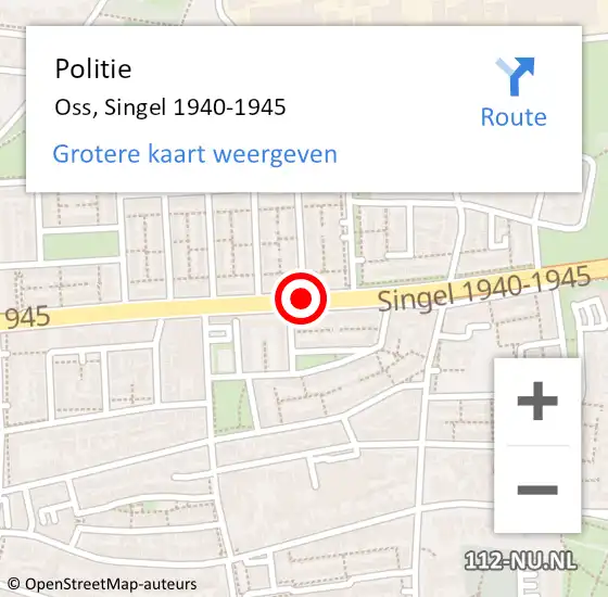 Locatie op kaart van de 112 melding: Politie Oss, Singel 1940-1945 op 24 juni 2018 13:42
