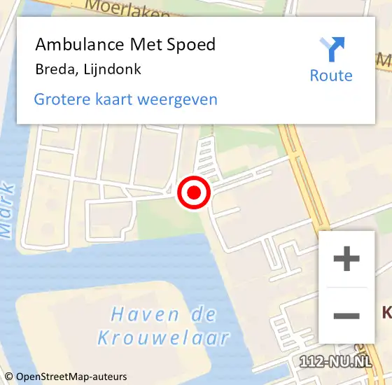 Locatie op kaart van de 112 melding: Ambulance Met Spoed Naar Breda, Lijndonk op 24 juni 2018 14:59