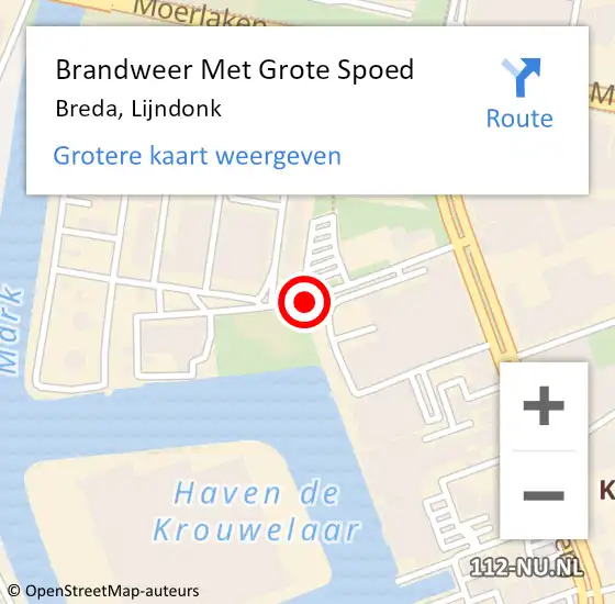 Locatie op kaart van de 112 melding: Brandweer Met Grote Spoed Naar Breda, Lijndonk op 24 juni 2018 15:04