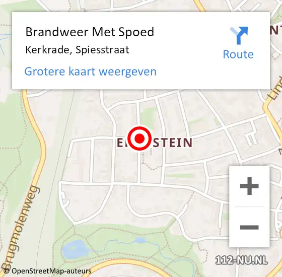 Locatie op kaart van de 112 melding: Brandweer Met Spoed Naar Kerkrade, Spiesstraat op 24 juni 2018 16:14