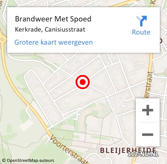 Locatie op kaart van de 112 melding: Brandweer Met Spoed Naar Kerkrade, Canisiusstraat op 24 juni 2018 16:21