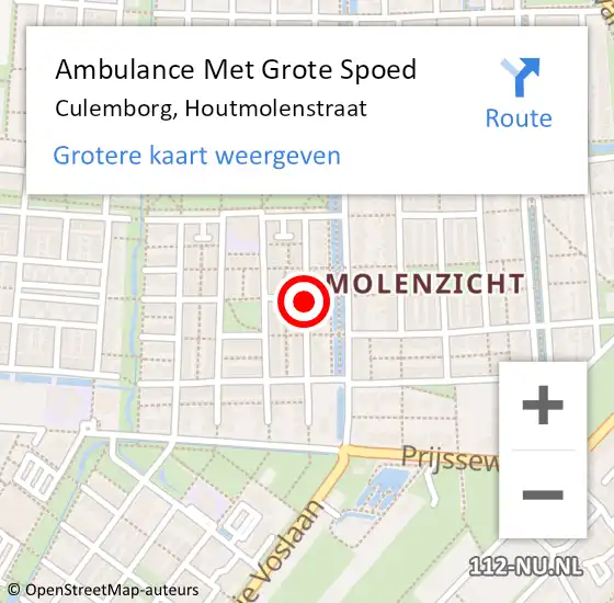 Locatie op kaart van de 112 melding: Ambulance Met Grote Spoed Naar Culemborg, Houtmolenstraat op 24 juni 2018 17:10
