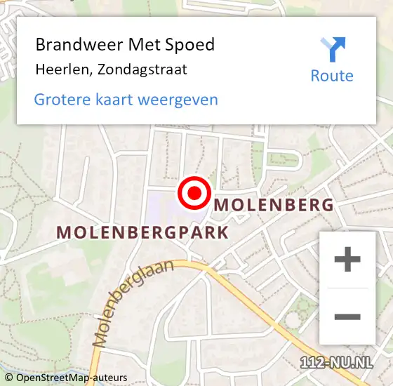 Locatie op kaart van de 112 melding: Brandweer Met Spoed Naar Heerlen, Zondagstraat op 24 juni 2018 17:16