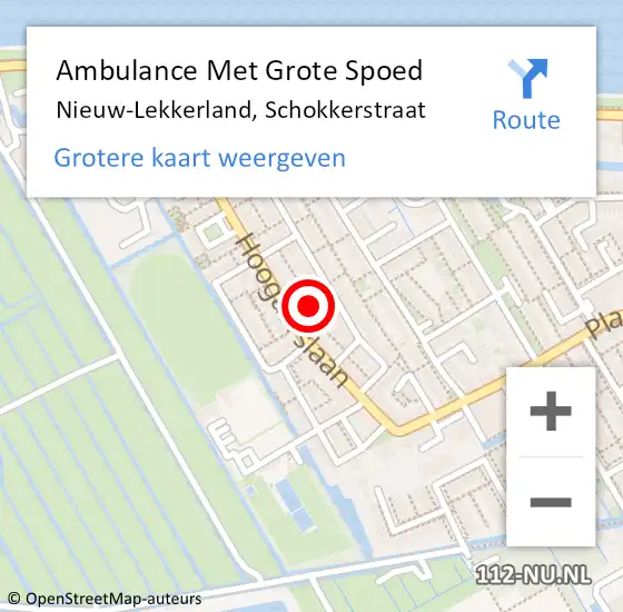 Locatie op kaart van de 112 melding: Ambulance Met Grote Spoed Naar Nieuw-Lekkerland, Schokkerstraat op 24 juni 2018 17:35