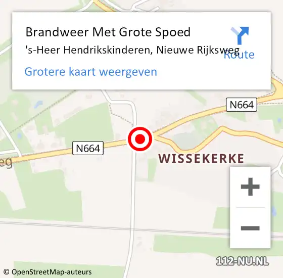 Locatie op kaart van de 112 melding: Brandweer Met Grote Spoed Naar 's-Heer Hendrikskinderen, Nieuwe Rijksweg op 24 juni 2018 17:53