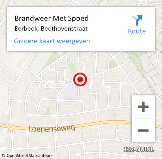 Locatie op kaart van de 112 melding: Brandweer Met Spoed Naar Eerbeek, Beethovenstraat op 24 juni 2018 17:57