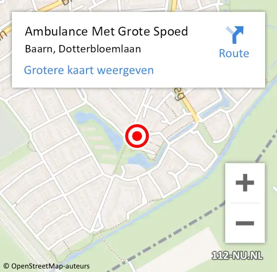 Locatie op kaart van de 112 melding: Ambulance Met Grote Spoed Naar Baarn, Dotterbloemlaan op 24 juni 2018 18:51