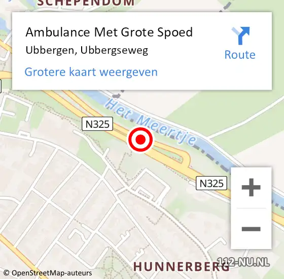 Locatie op kaart van de 112 melding: Ambulance Met Grote Spoed Naar Nijmegen, Ubbergseweg op 24 juni 2018 19:13