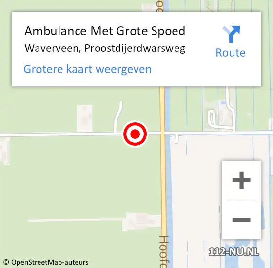 Locatie op kaart van de 112 melding: Ambulance Met Grote Spoed Naar Waverveen, Proostdijerdwarsweg op 24 juni 2018 20:12