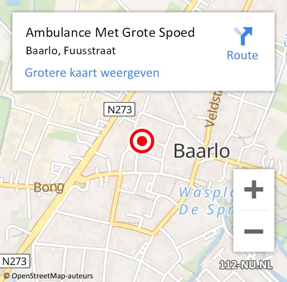Locatie op kaart van de 112 melding: Ambulance Met Grote Spoed Naar Baarlo, Fuusstraat op 28 februari 2014 16:49