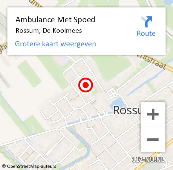 Locatie op kaart van de 112 melding: Ambulance Met Spoed Naar Rossum, De Koolmees op 24 juni 2018 20:53