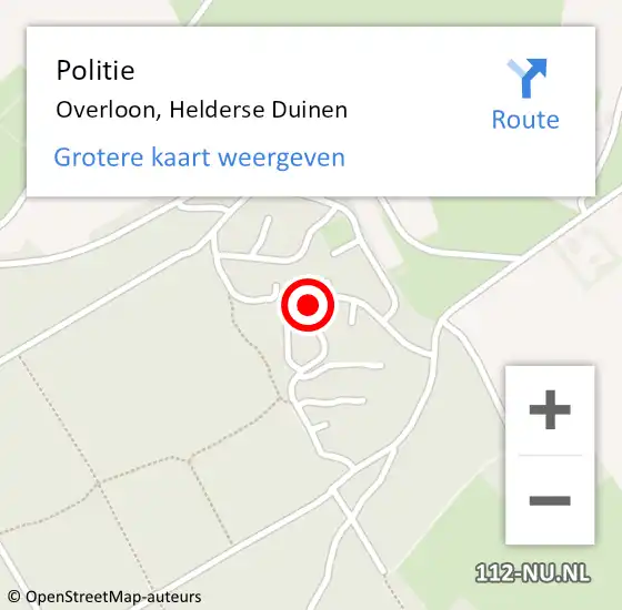 Locatie op kaart van de 112 melding: Politie Overloon, Helderse Duinen op 24 juni 2018 20:55