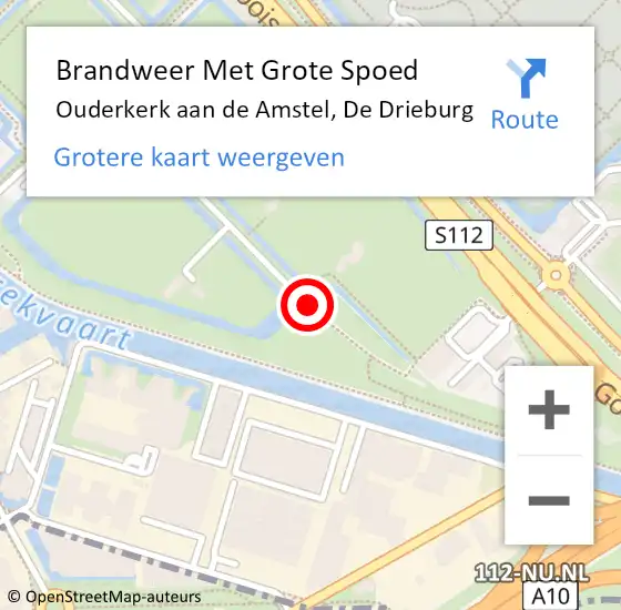 Locatie op kaart van de 112 melding: Brandweer Met Grote Spoed Naar Ouderkerk aan de Amstel, De Drieburg op 24 juni 2018 21:27