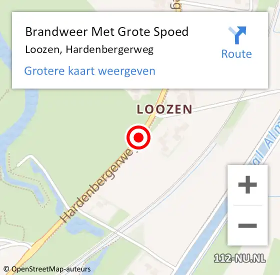 Locatie op kaart van de 112 melding: Brandweer Met Grote Spoed Naar Loozen, Hardenbergerweg op 24 juni 2018 21:55