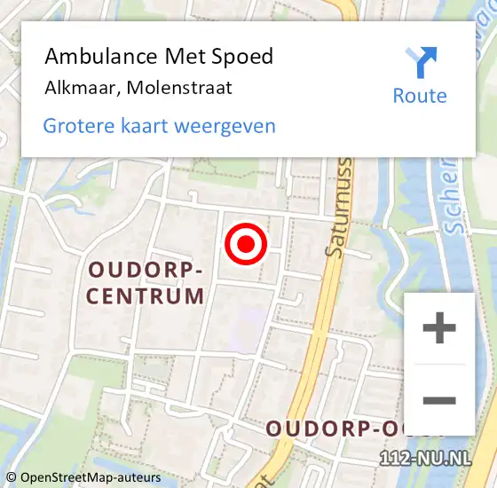 Locatie op kaart van de 112 melding: Ambulance Met Spoed Naar Alkmaar, Molenstraat op 24 juni 2018 22:02