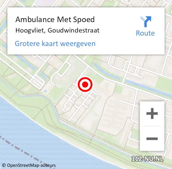 Locatie op kaart van de 112 melding: Ambulance Met Spoed Naar Hoogvliet, Goudwindestraat op 24 juni 2018 22:07