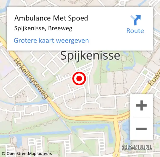 Locatie op kaart van de 112 melding: Ambulance Met Spoed Naar Spijkenisse, Breeweg op 24 juni 2018 22:08