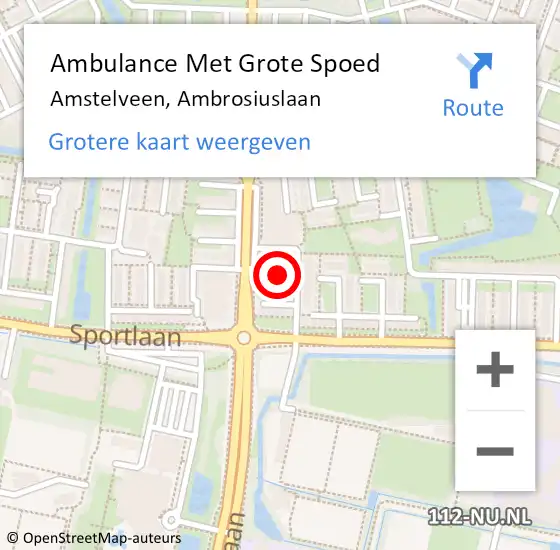 Locatie op kaart van de 112 melding: Ambulance Met Grote Spoed Naar Amstelveen, Ambrosiuslaan op 24 juni 2018 22:10