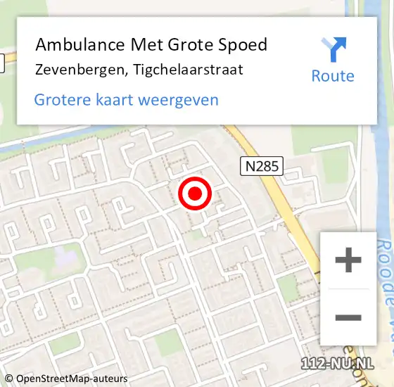 Locatie op kaart van de 112 melding: Ambulance Met Grote Spoed Naar Zevenbergen, Tigchelaarstraat op 24 juni 2018 23:21