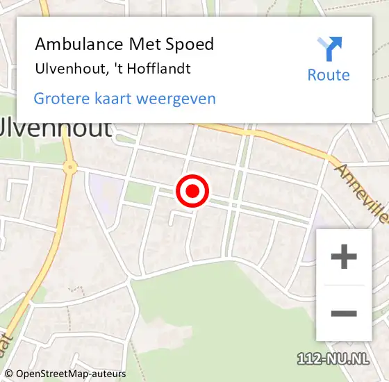 Locatie op kaart van de 112 melding: Ambulance Met Spoed Naar Ulvenhout, 't Hofflandt op 24 juni 2018 23:45