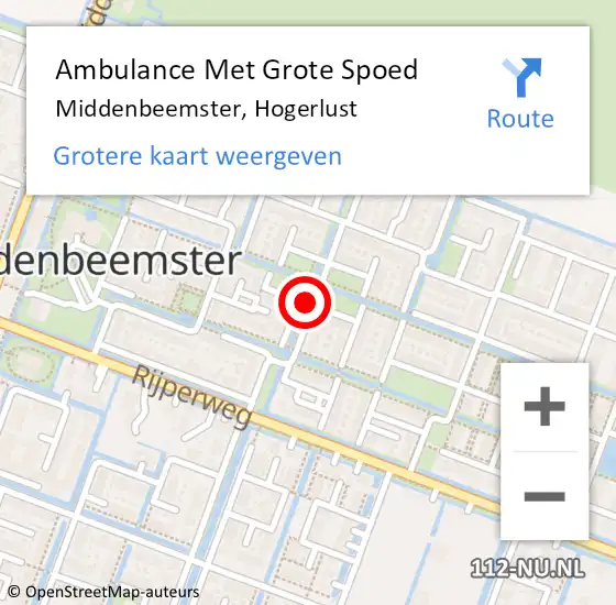 Locatie op kaart van de 112 melding: Ambulance Met Grote Spoed Naar Middenbeemster, Hogerlust op 24 juni 2018 23:57
