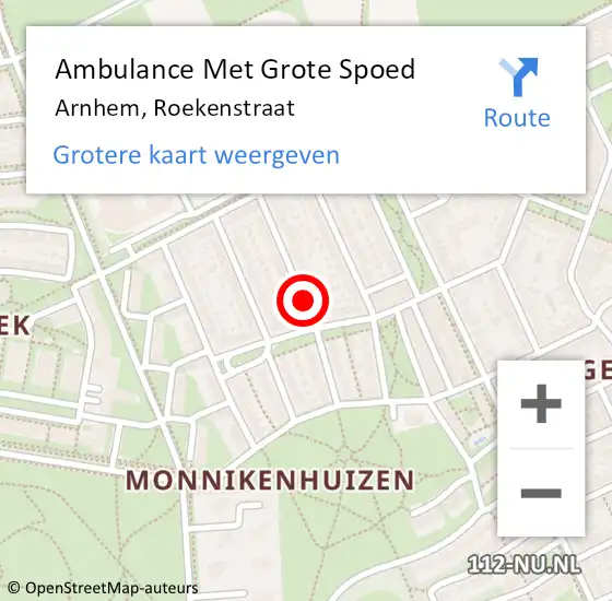 Locatie op kaart van de 112 melding: Ambulance Met Grote Spoed Naar Arnhem, Roekenstraat op 25 juni 2018 00:04
